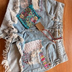 denim shorts, upscale, one of a kind made by me Jeanne Prom artist size 27